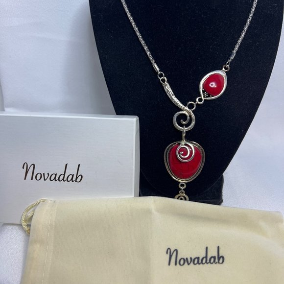 Novadab Jewelry - Novadab Silver Tone With Faux Red Stones Necklace